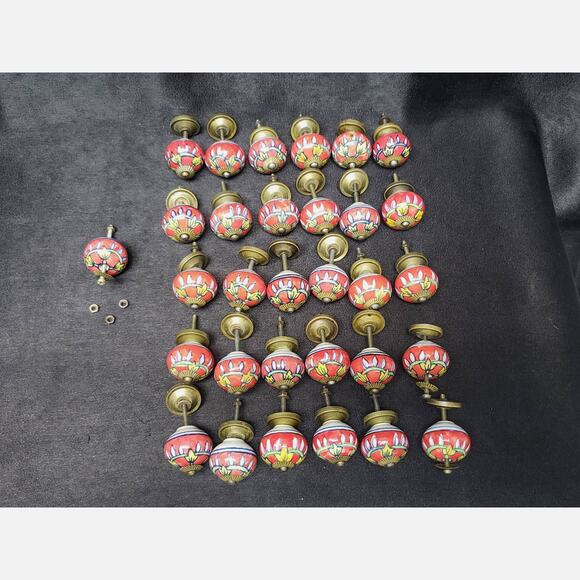 31 Porcelain Floral Hand Painted Knobs Dresser Cabinets Kitchen Bathroom Drawer - Picture 3 of 9